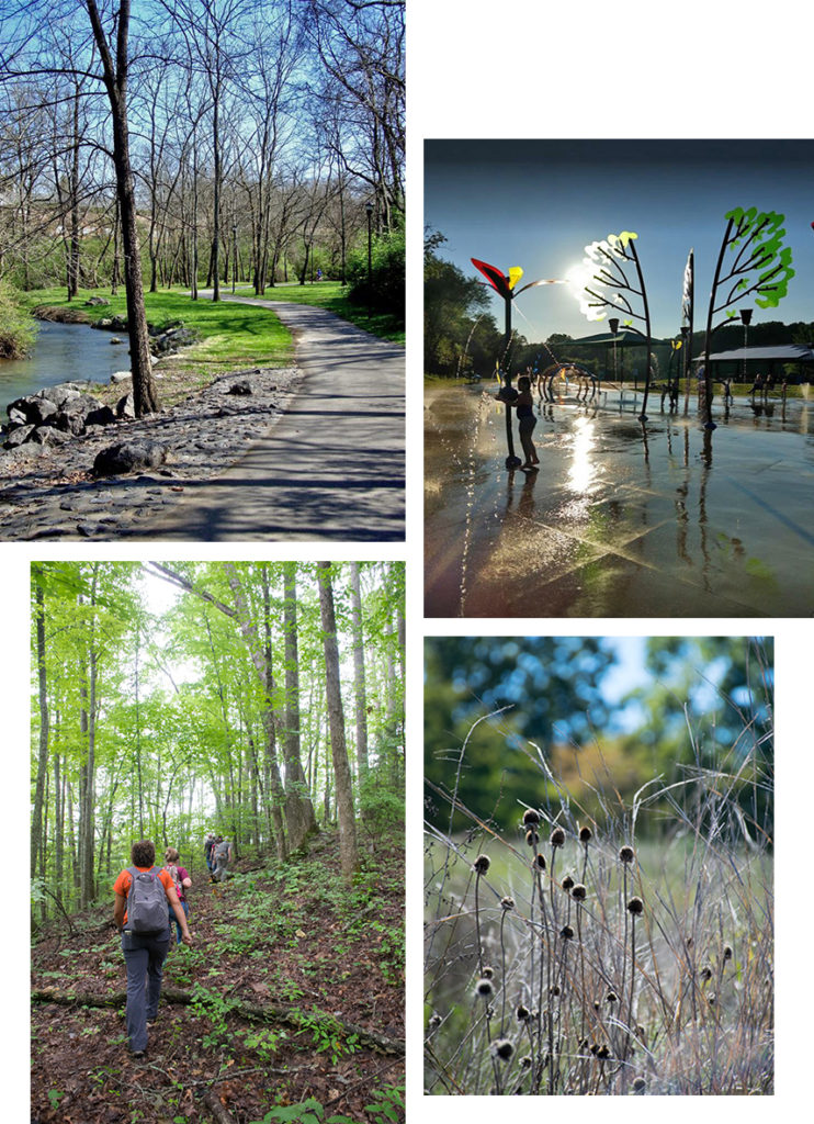 A collage of outdoor recreation activities at Tennessee state parks and greenways.